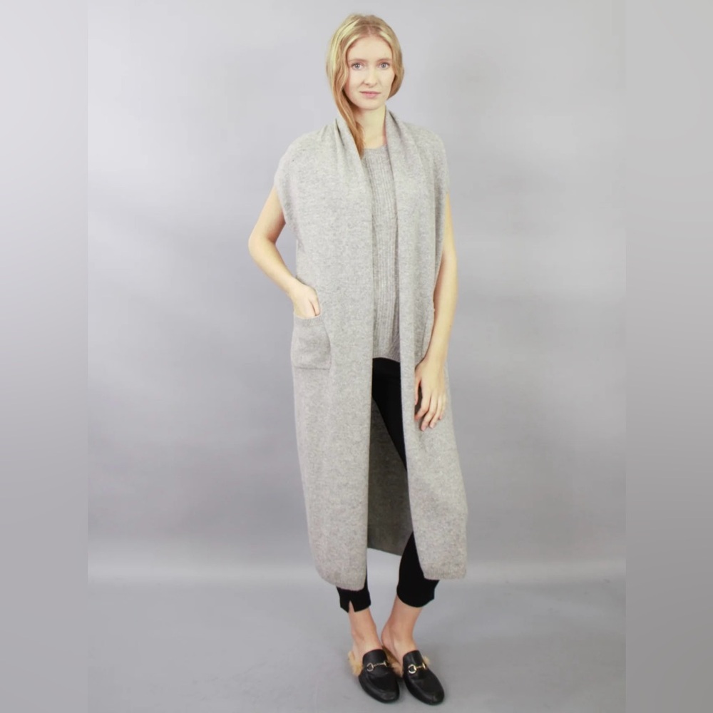 Zoe Couture Cashmere Sleeveless Full Length Duster Cardigan Women's One Size